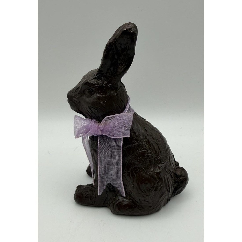 Brown Bunny Rabbit Figurine Resin Easter Decor Farmhouse Spring 4" Bow
